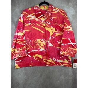 NWT VTG  Choices Sun Kissed Jacket Womens‎ XL Red Pink Yellow Abstract Sequin